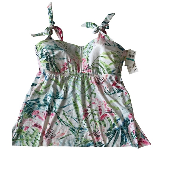 BECCA  ETC Lush Lagoon Plus Size‎ Tankini Top Women's Size 0X (14-16) - Picture 1 of 6